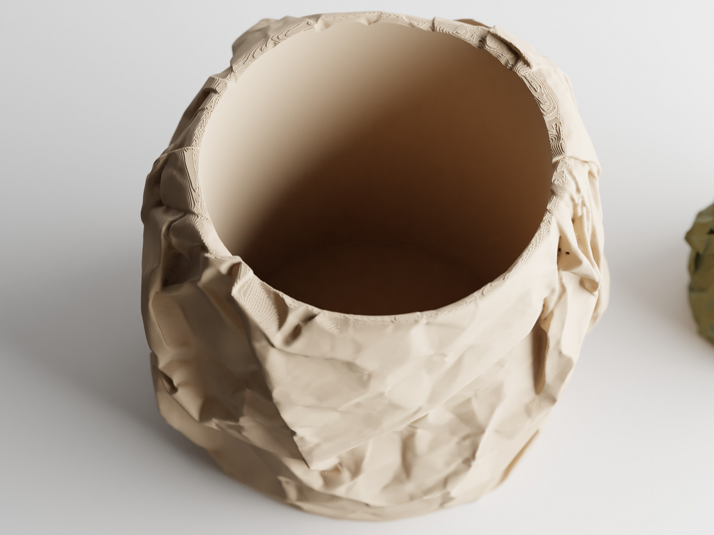 Crinkle Paper Texture 3D Printed Planter