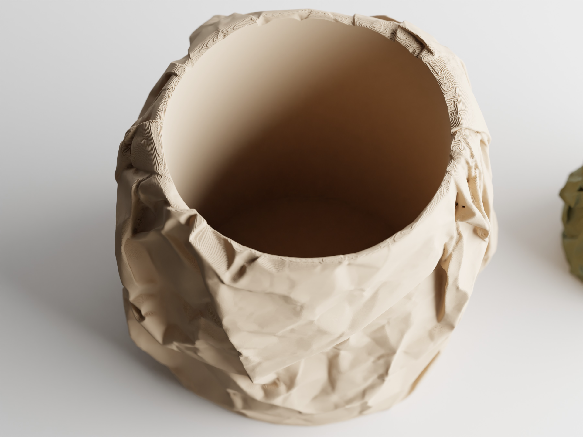 Crinkle Paper Texture 3D Printed Planter