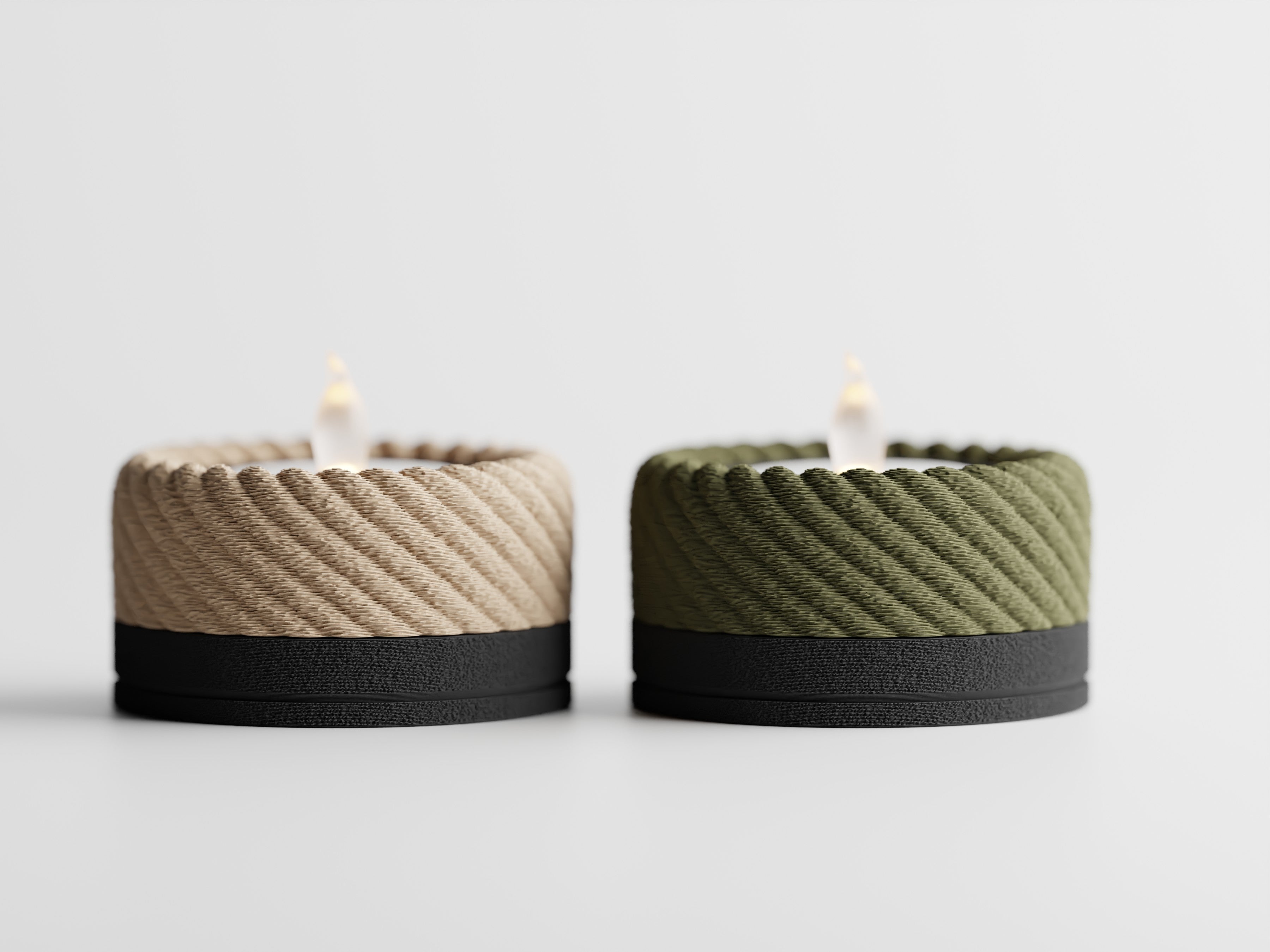 Diagonal Twill Texture Tealight Holder