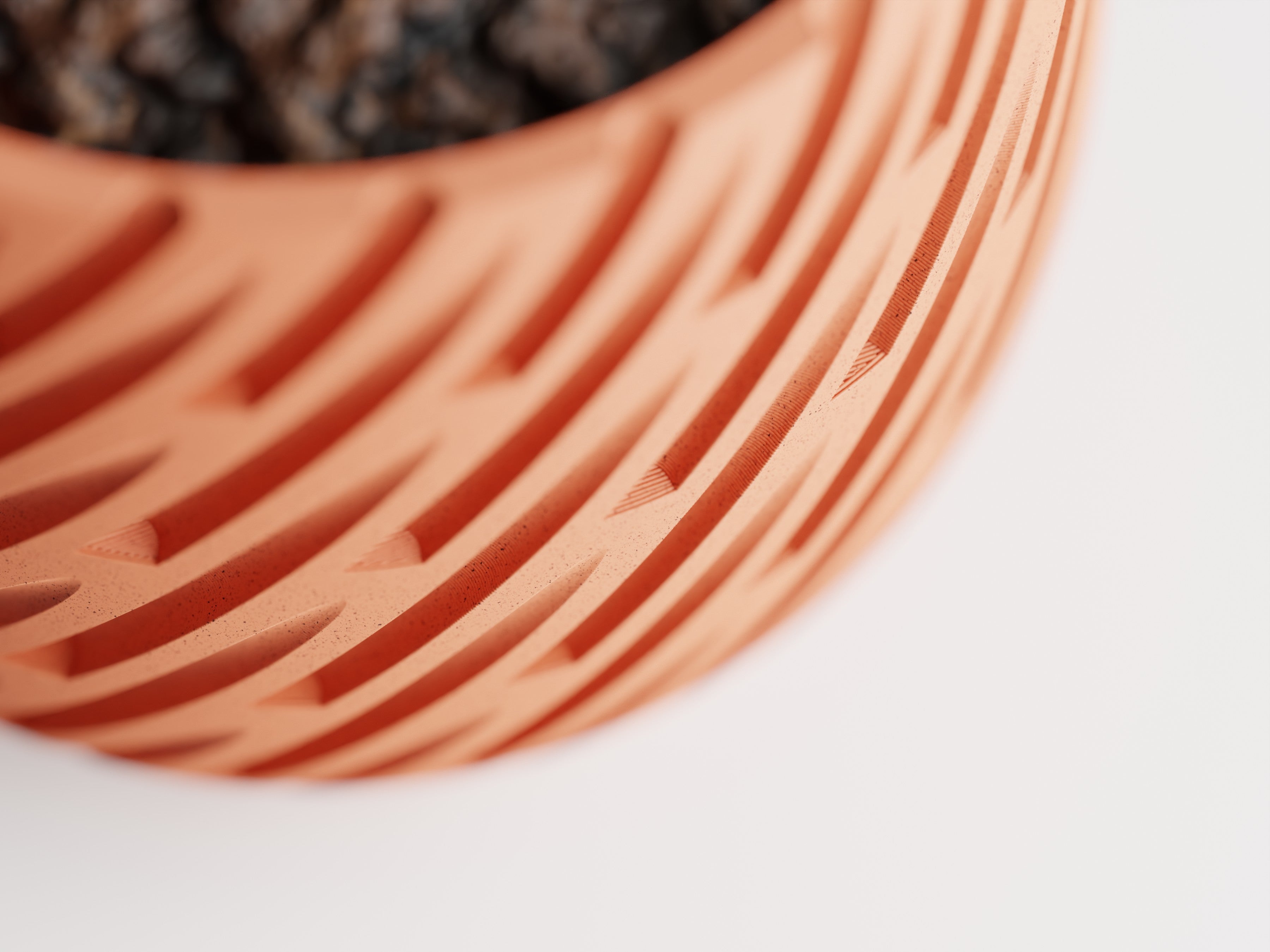 Modern Curved Plant Pot – Angled Slash / Diagonal Line Pattern