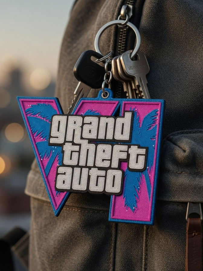 GTA 6 Official Style Logo Keyring