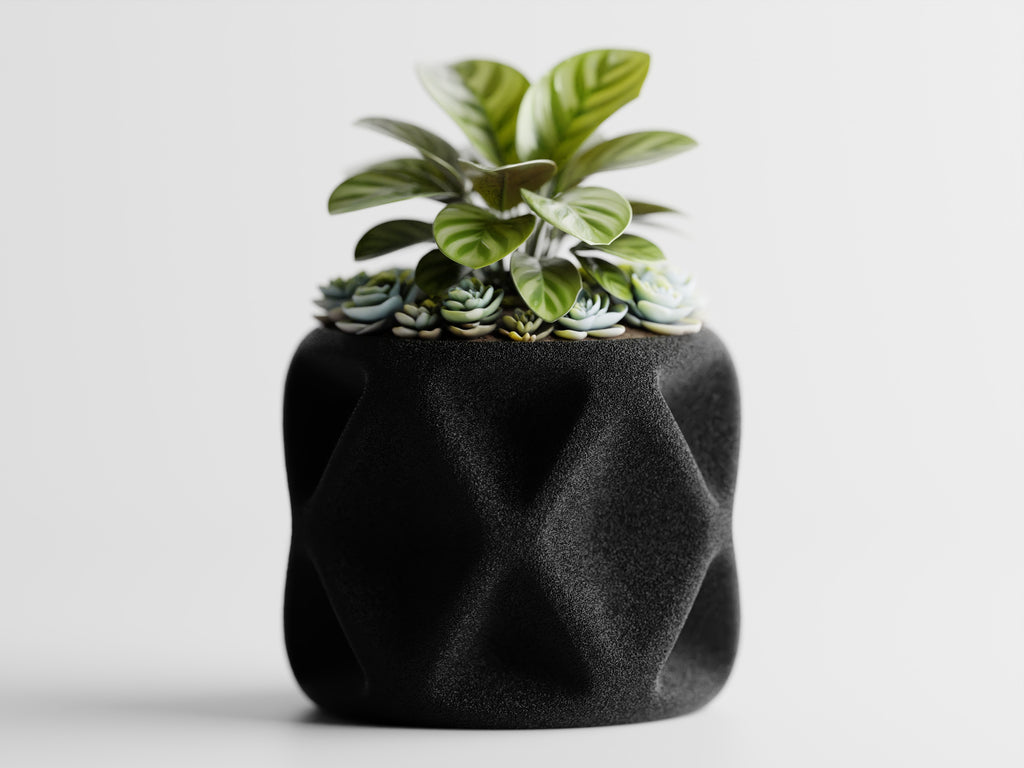 Modern Sculptural Plant Pot – Deep Concave / Indented Geometric Design
