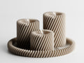 3D Printed Twisted Rib Tealight Holder Set – Spiral Texture with Matching Tray