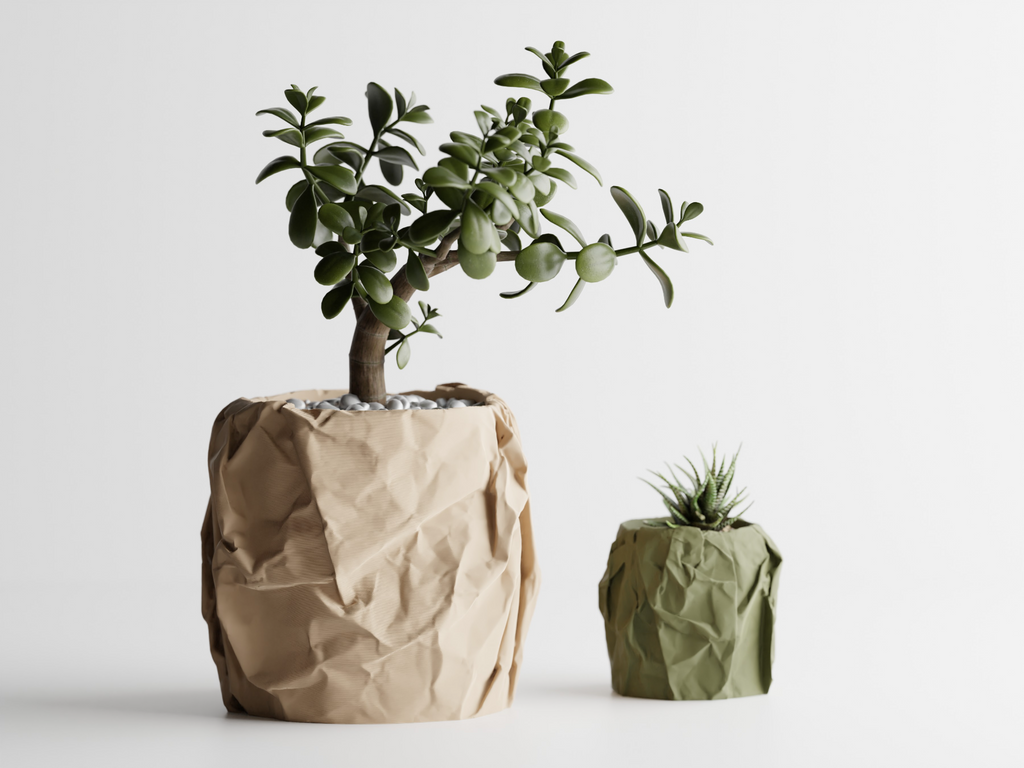 Crinkle Paper Texture 3D Printed Planter