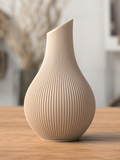 Minimalist Ribbed Vase – Unique Slanted Top Shape