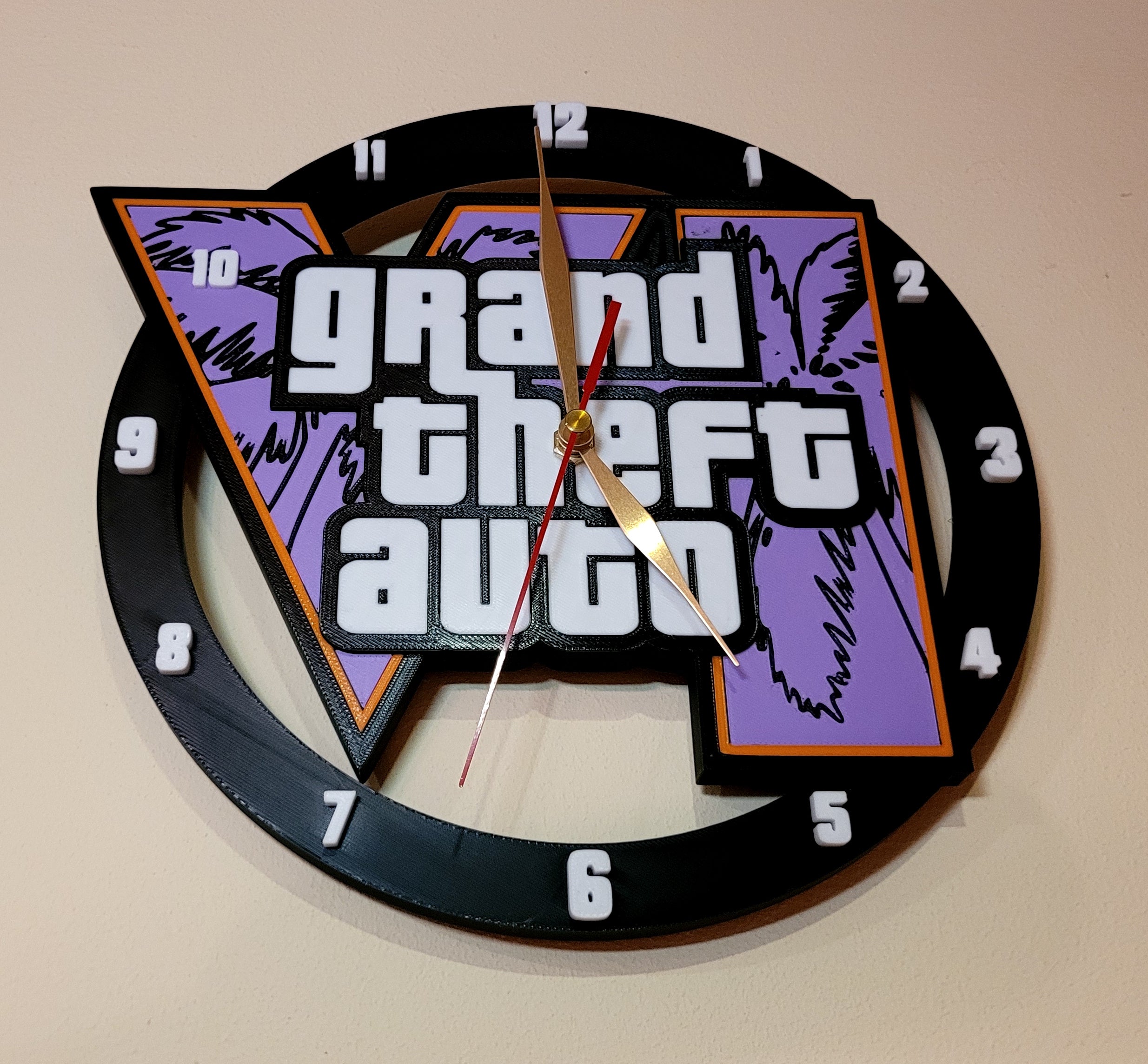 Grand Theft Auto VI 3D Wall Clock