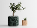3D Printed Faceted Planter – Hammered Rock Texture Design