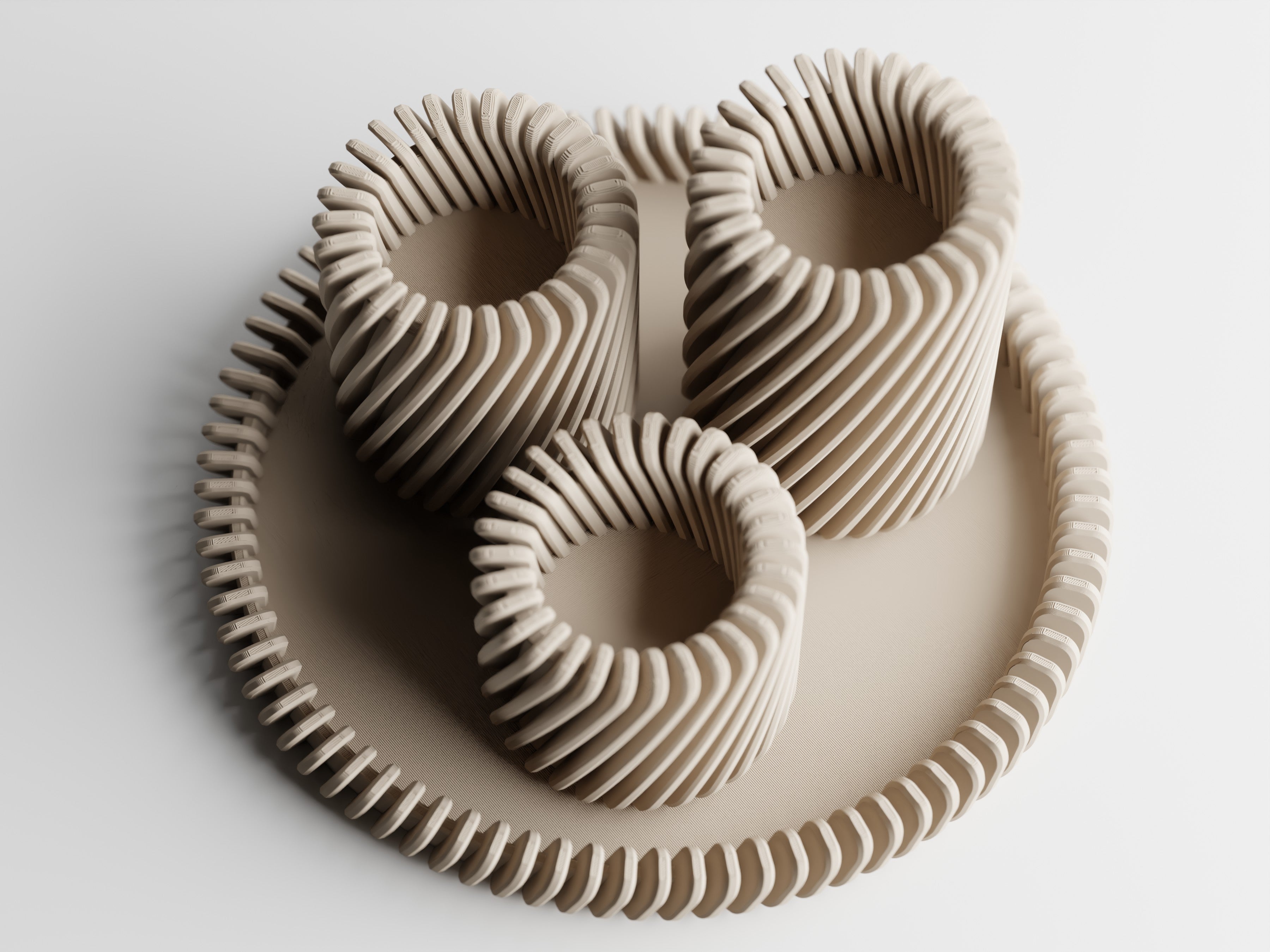 3D Printed Twisted Rib Tealight Holder Set – Spiral Texture with Matching Tray