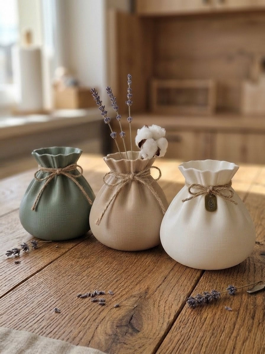 Farmhouse Style Bag Vase Set | Dried Flower Display