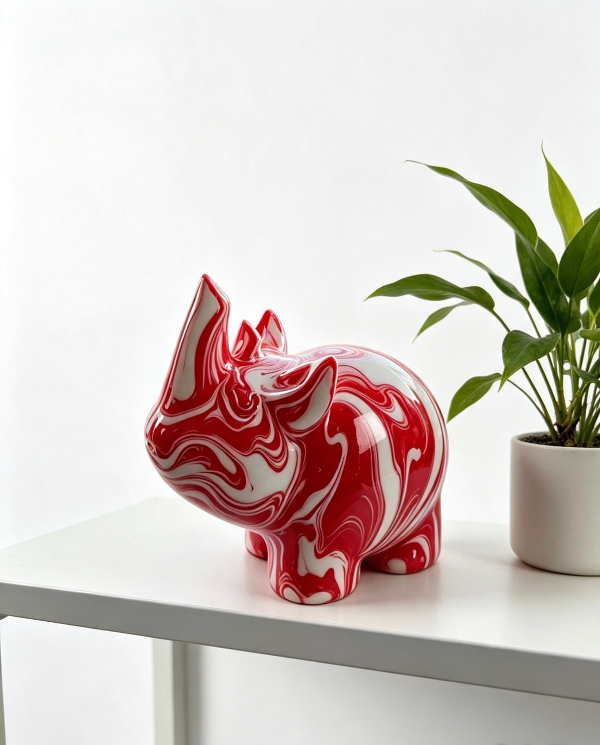 Custom Fluid Art Rhino – Pick Your Own 2–3 Colours