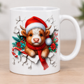 Christmas Highland Cow Mug – Cute Santa Cow 11oz Christmas Mug
