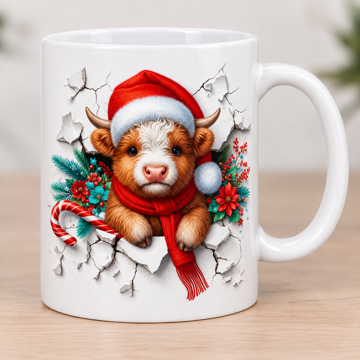 Christmas Highland Cow Mug – Cute Santa Cow 11oz Christmas Mug
